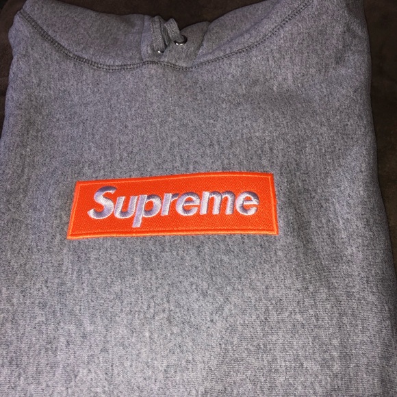 Supreme Box Logo Hooded Sweatshirt (FW17) Heather Grey Herren